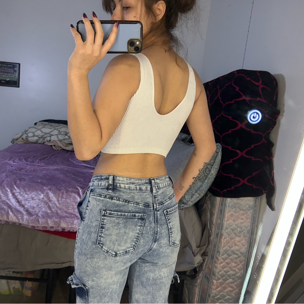 Joyce Leslie White Ribbed Crop Top
